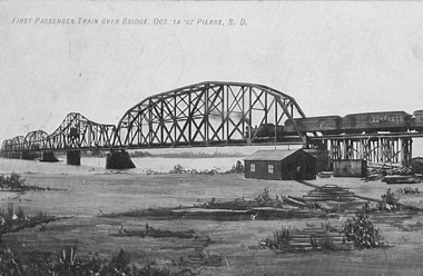 First Train Crossing Bridge